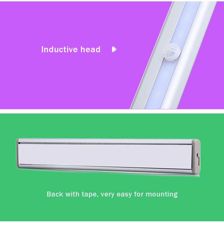 DC 3 - 6V 0.75W 200LM 10 LEDs PIR Infrared Motion Wireless LED Sensor Lighting Closet Cabinet Lamp