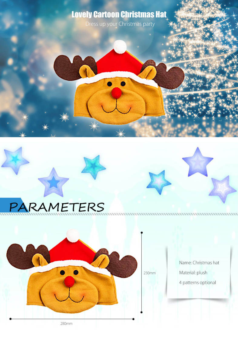 Cute Cartoon Xmas Cap Present Decor Ornament Supply for Holiday Party