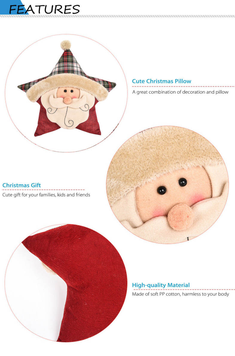 Stuffed Xmas Soft Pillow Star Shape Plush Doll Toy Gift Decor Ornament