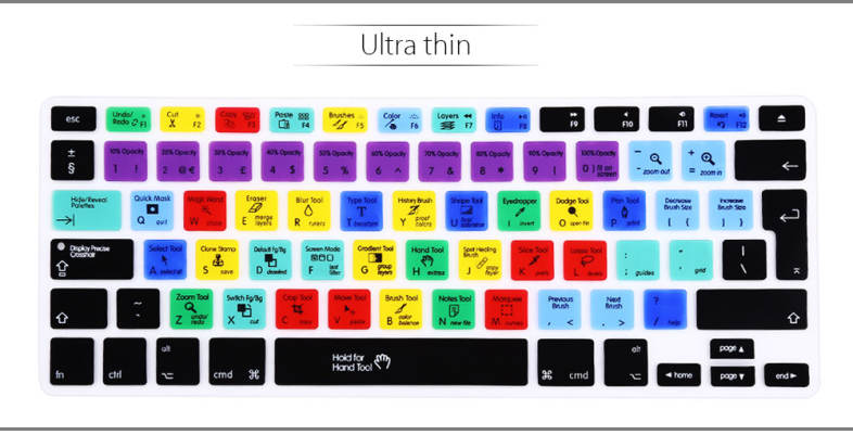 Universal European English Shortcut Key Silicone Laptop Keyboard Protective Film for MacBook Air Pro 13 / 15 / 17 inch