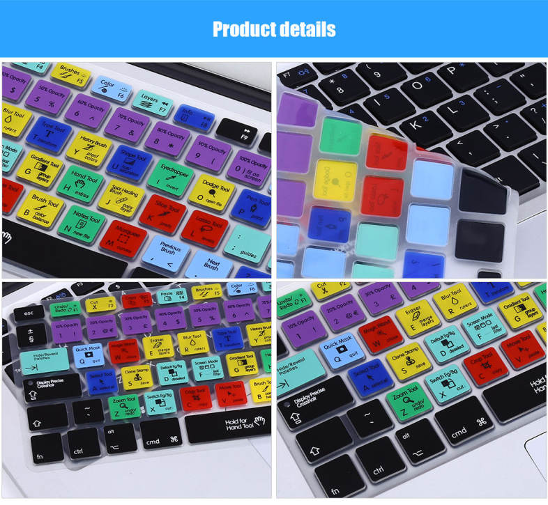 Universal European English Shortcut Key Silicone Laptop Keyboard Protective Film for MacBook Air Pro 13 / 15 / 17 inch