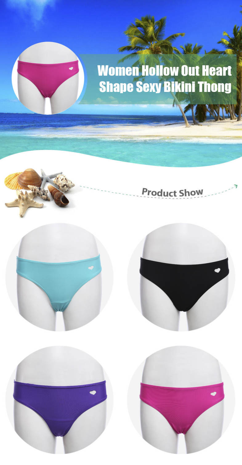 Women Sexy Hollow Out Heart Shape Thong Swimming Bikini Pants