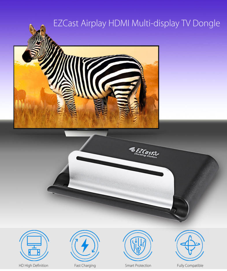 EZCast Airplay HDMI Multi-display Full HD 1080P TV Dongle Smart Phone Fast Charging Base