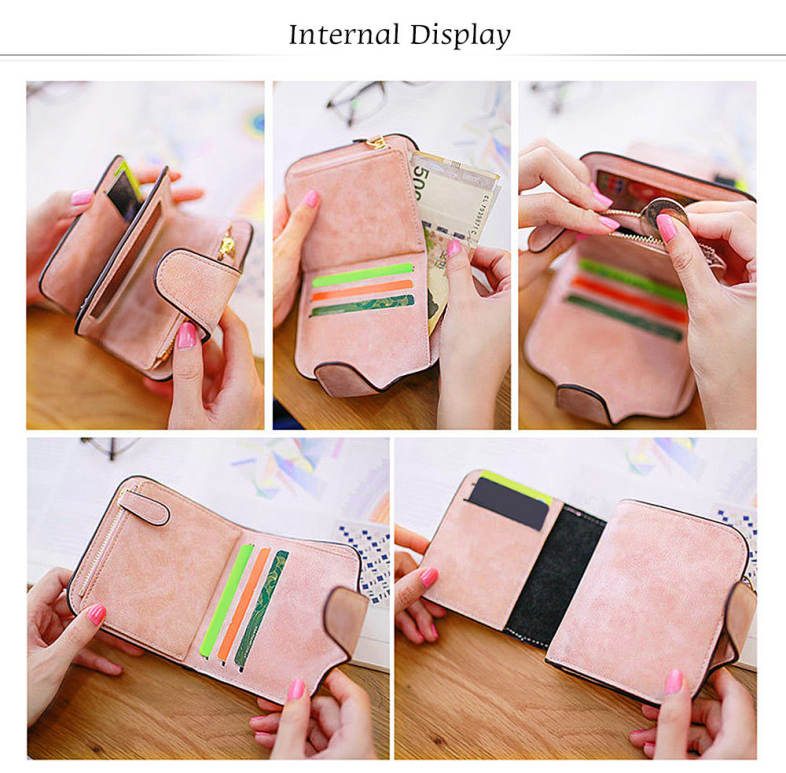 Retro Style Double Layer Design Hasp Type Multicard Bit Wrist Wallet