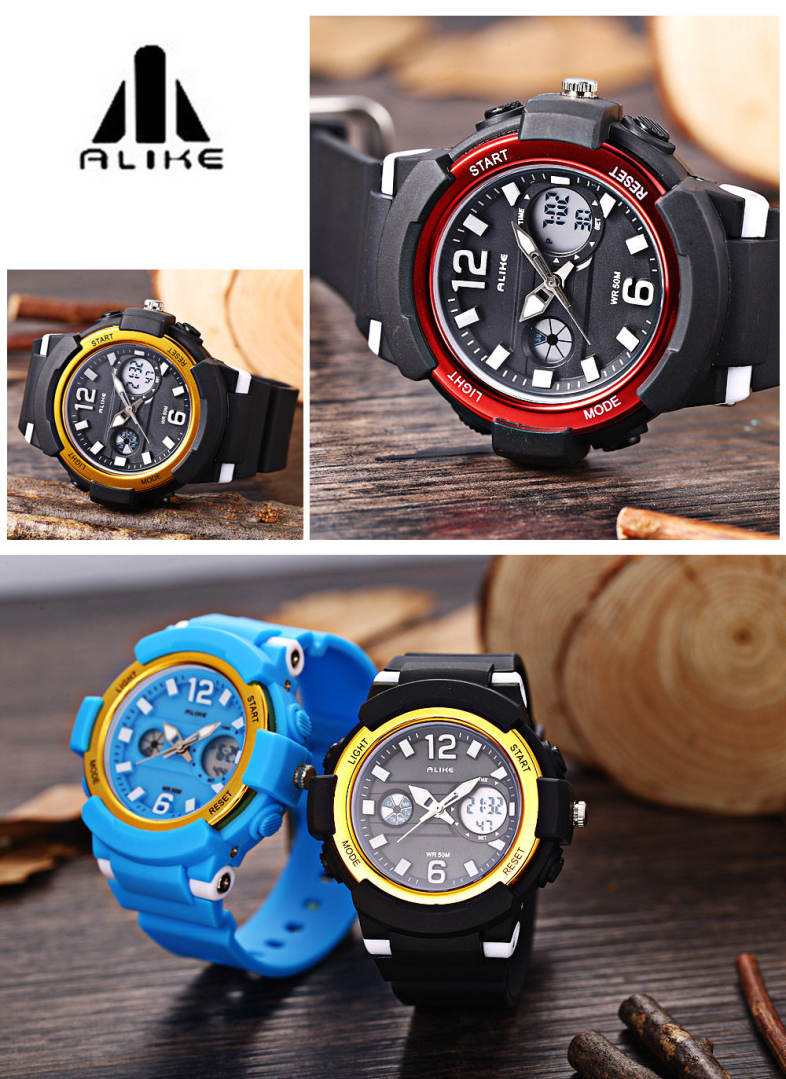 ALIKE AK16122 Unisex Quartz Digital Watch LED Alarm Stopwatch Sport Watch