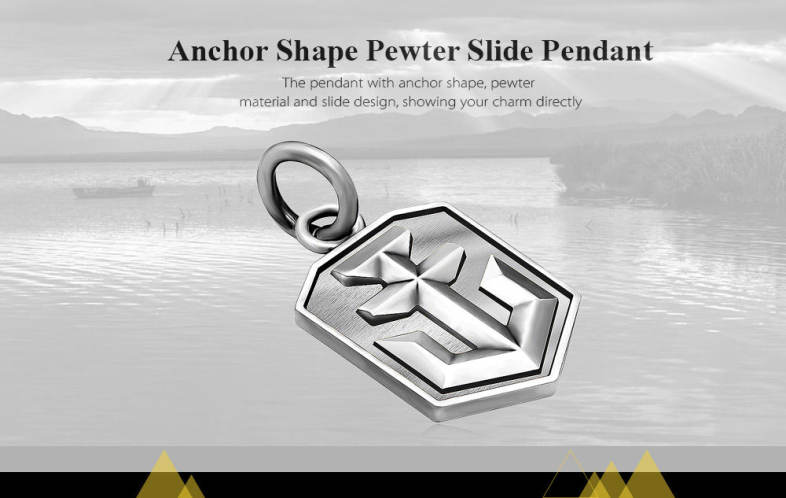 Fashionable Men Anchor Shape Pewter Slide Pendant