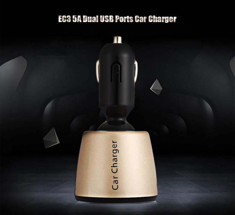EC3 5A Dual USB Ports Car Charger with Voltage Current Temp Display