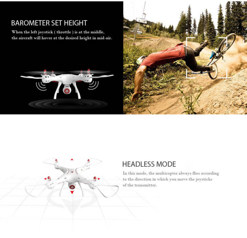 Syma X8SW RC Drone RTF WiFi FPV 0.3MP Camera / 2.4GHz 4CH 6-axis Gyro / Air Press Altitude Hold