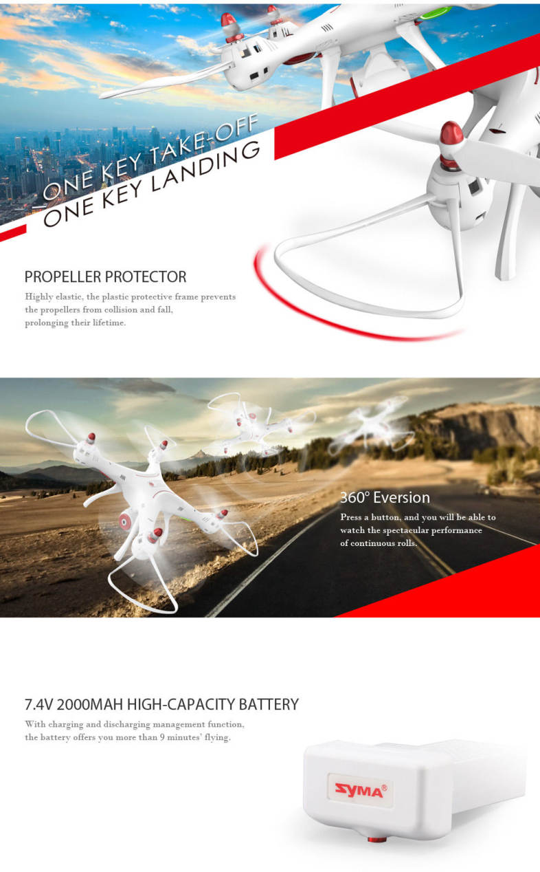 Syma X8SW RC Drone RTF WiFi FPV 0.3MP Camera / 2.4GHz 4CH 6-axis Gyro / Air Press Altitude Hold