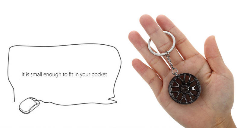 Wheel Hub Alloy Key Chain Hanging Pendant Keyring - 3.54 inch