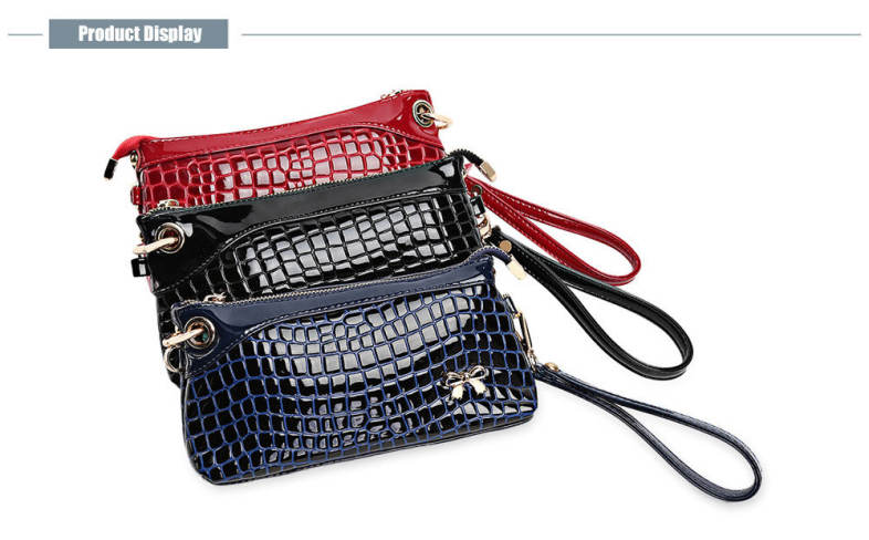 Crocodile PU Leather Zippered Hand Strap Women Wallet