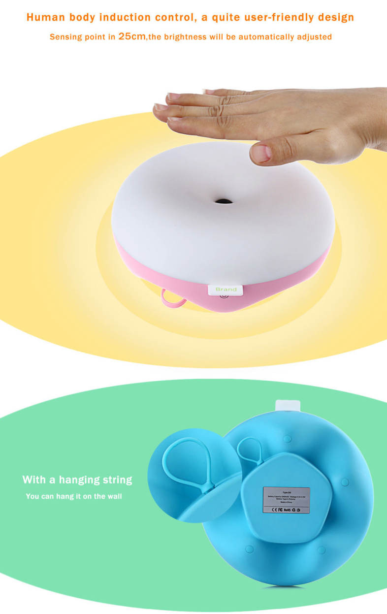 DC 5V Q5 Intelligent Motion Sensor LED Night Light Round Dimming Bedside Lamp
