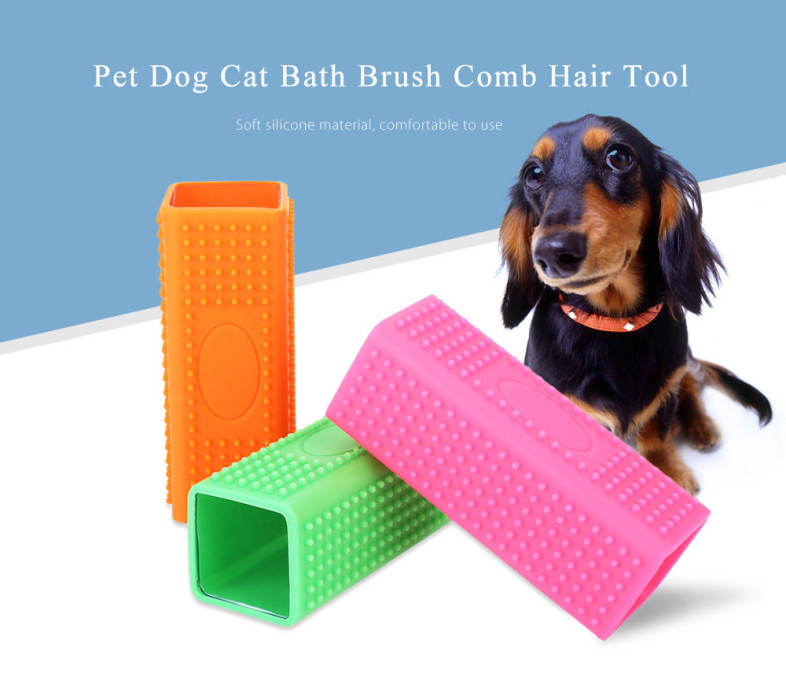 Pet Dog Puppy Cat Bath Brush Comb Depilation Soft Silicone Sticky Hair Tool