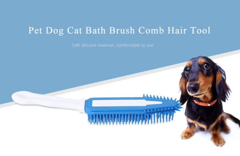 Pet Dog Puppy Cat Bristle Bath Brush Comb Deplitation Silicone Sticky Hair Tool