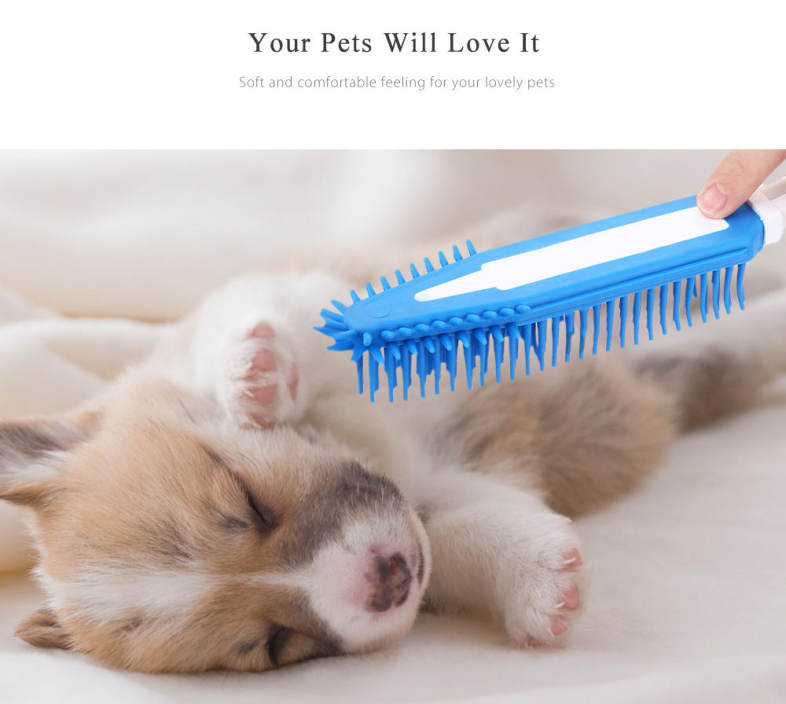 Pet Dog Puppy Cat Bristle Bath Brush Comb Deplitation Silicone Sticky Hair Tool