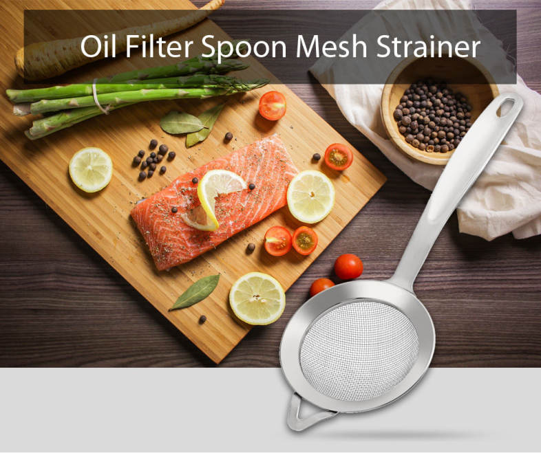 Stainless Steel Mesh Oil Filter Grease Fishing Spoon Kitchen Tool