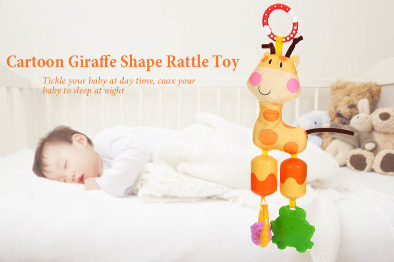 Bedtime Bear Cartoon Animal Giraffe Shape Cradle Rattle Toy Lovely Baby Hanging Bed Bell