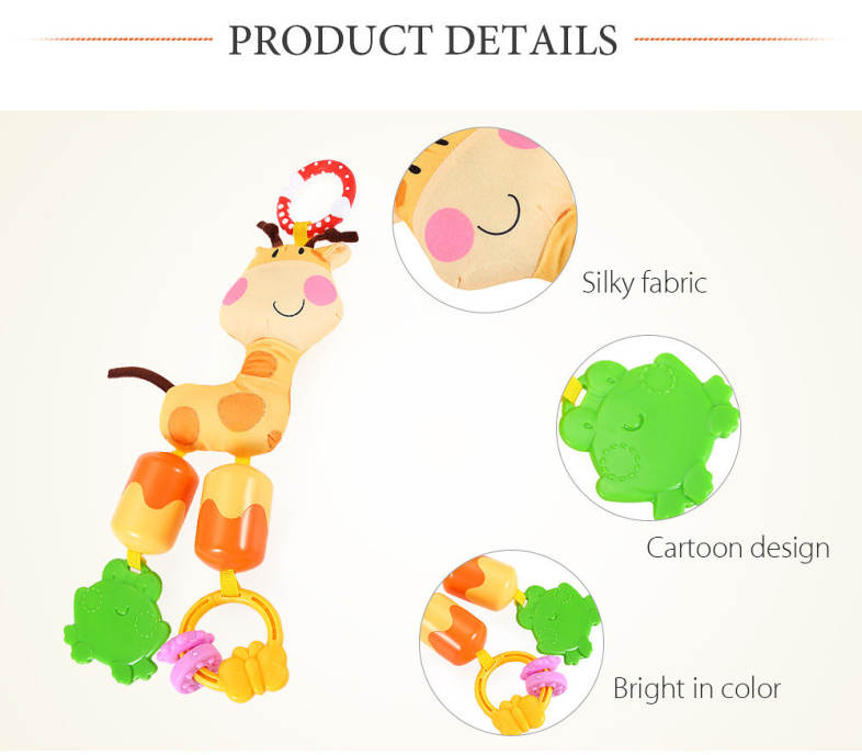 Bedtime Bear Cartoon Animal Giraffe Shape Cradle Rattle Toy Lovely Baby Hanging Bed Bell