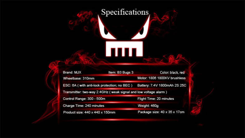 MJX B3 Bugs 3 RC Quadcopter RTF Two-way 2.4GHz 4CH with Action Camera Bracket