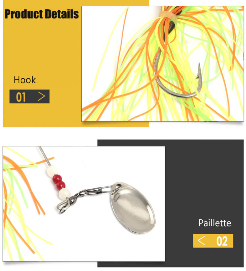 6pcs 6 Colors Fishing Crankbait Tackle Hook Lure Bait with Paillette Beard