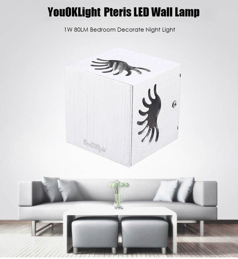 YouOKLight YK2236 1W 80LM Pteris LED Wall Lamp Bedroom Decorate Night Light
