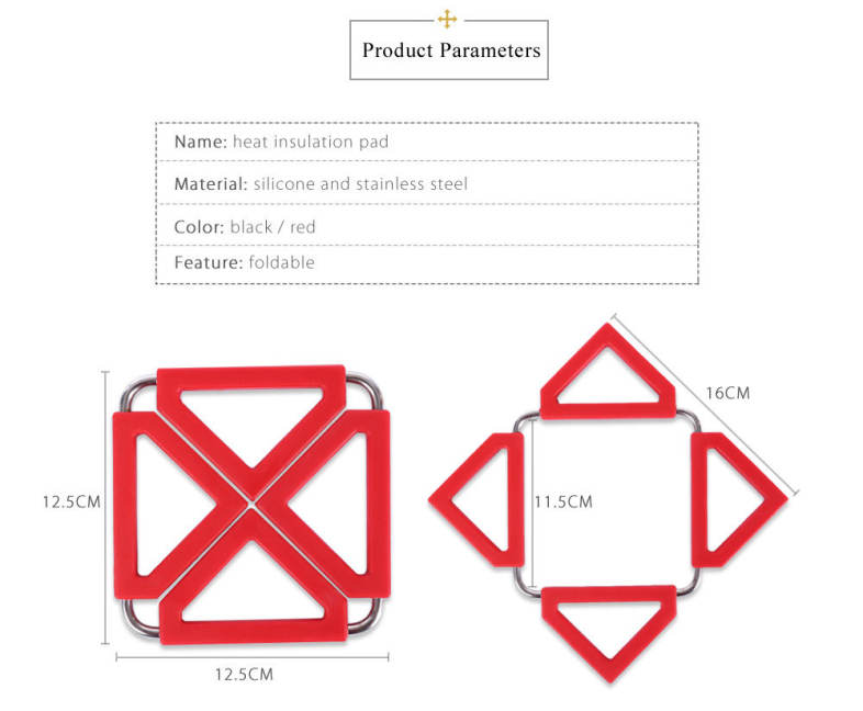 Expandable Pot Holder Stainless Steel Silicone Gel Heat Insulation Pad