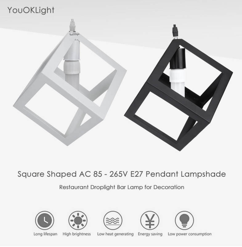 YouOKLight Square Shaped AC 85 - 265V E27 Pendant Lampshade for Home Decoration