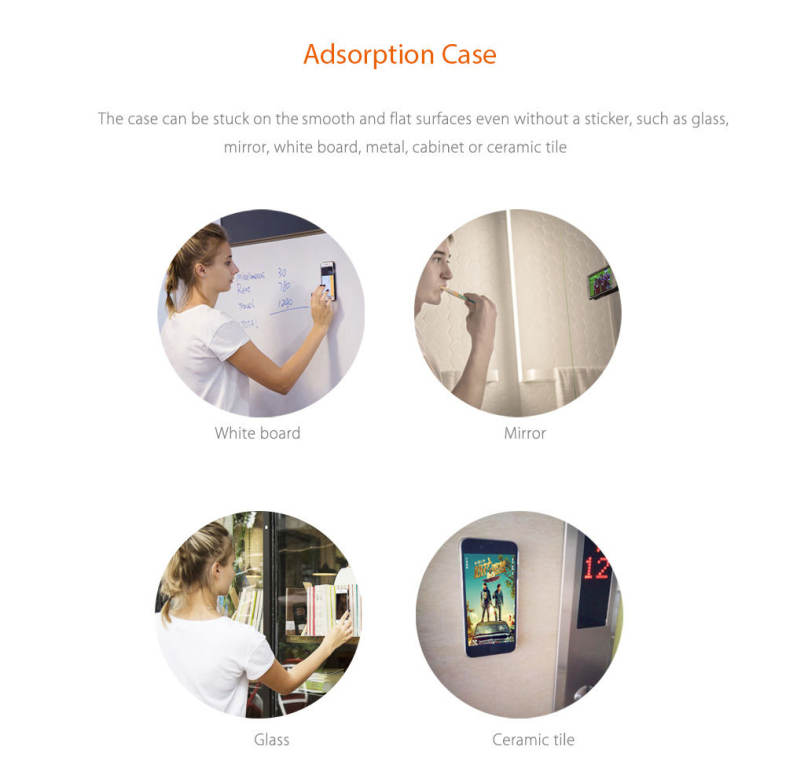 DOWA Anti-Gravity Selfie Case Magical Adsorption Transparent Protective Skin for iPhone 7