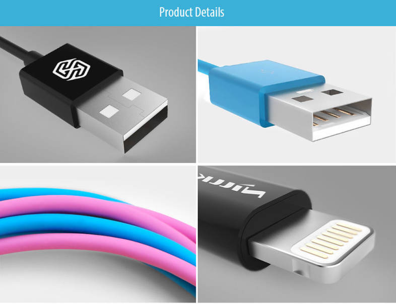 NILLKIN Rapid Cable MFi Certification 8 Pin Charging Data Transmission Round Cord for iPhone 1M