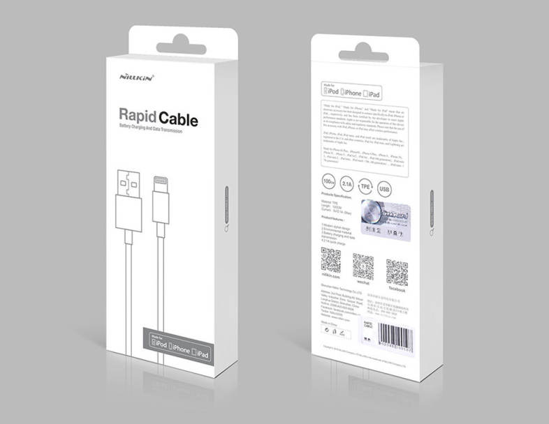 NILLKIN Rapid Cable MFi Certification 8 Pin Charging Data Transmission Round Cord for iPhone 1M