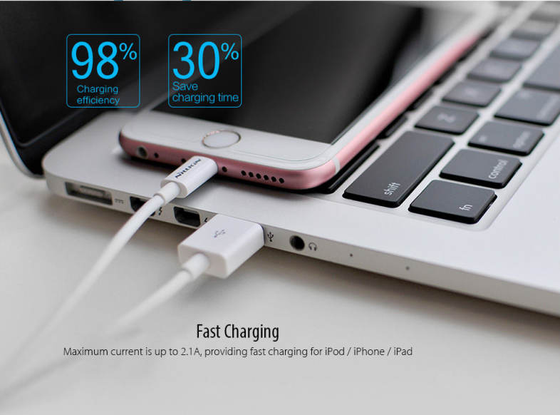 NILLKIN Rapid Cable MFi Certification 8 Pin Charging Data Transmission Round Cord for iPhone 1M