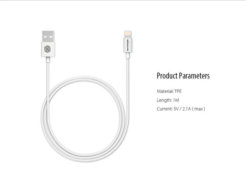 NILLKIN Rapid Cable MFi Certification 8 Pin Charging Data Transmission Round Cord for iPhone 1M