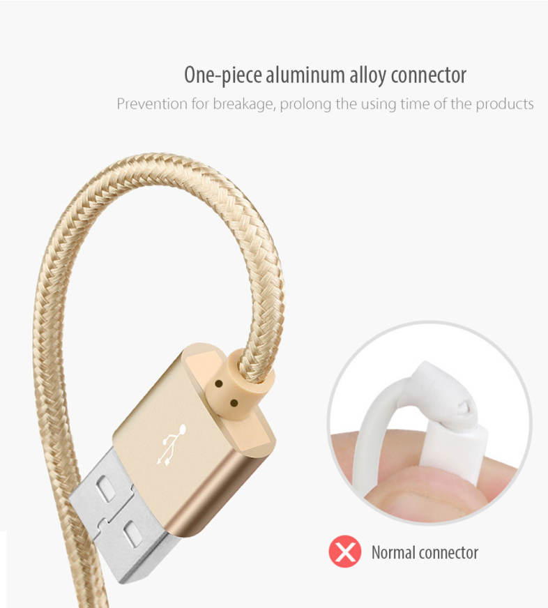 Awei CL - 10 Micro USB Mini Nylon Braided Charge Data Transfer Cable 0.3m