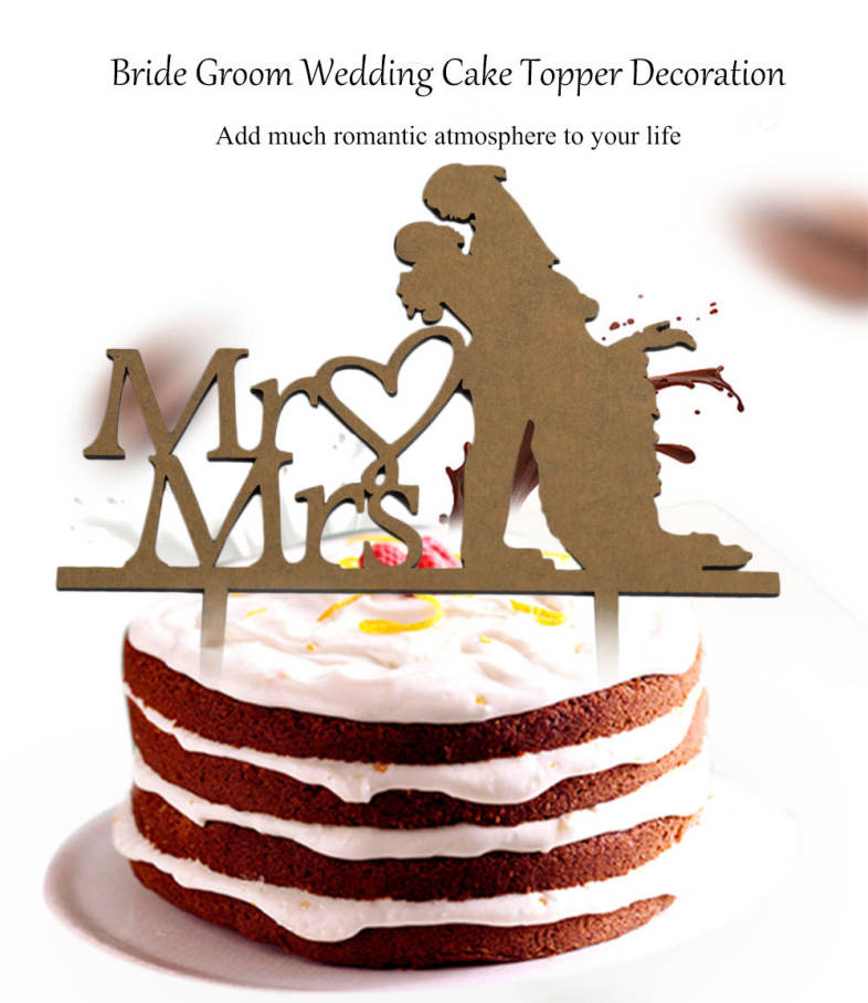 Mr Mrs Bride Groom Shape Romantic Wedding Cake Topper Decoration
