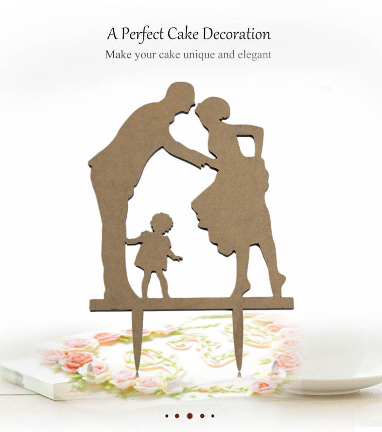 A Family Shape Birthday Wedding Cake Inserted Card Decoration