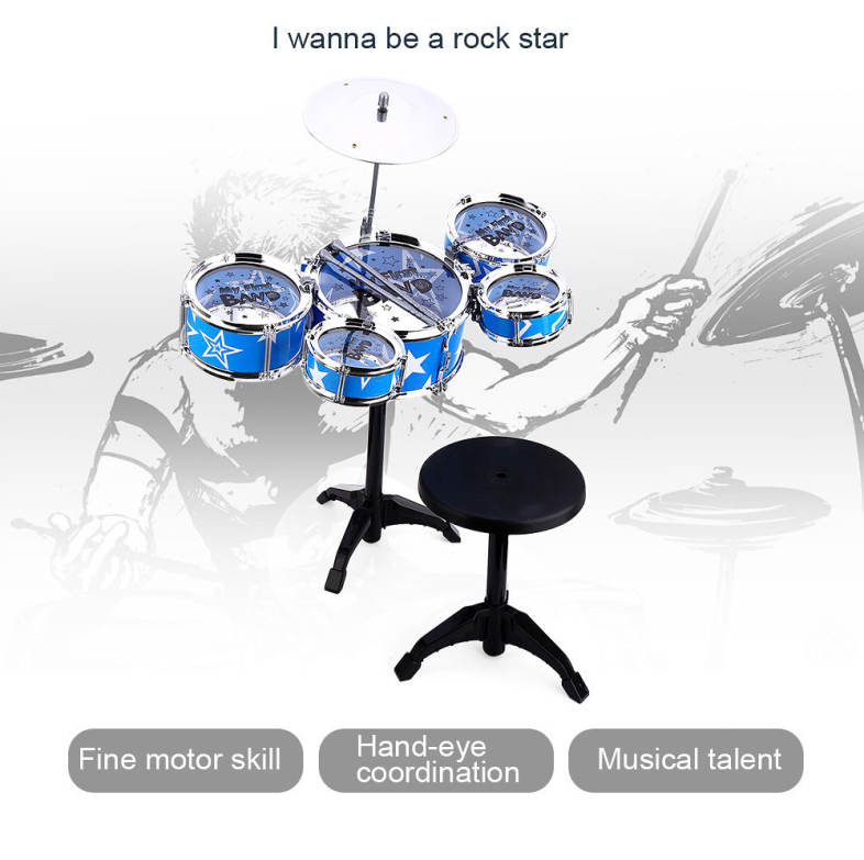 Wanyi Child Deluxe Jazz Drums Kit Musical Instrument Toy Xmas Birthday Present