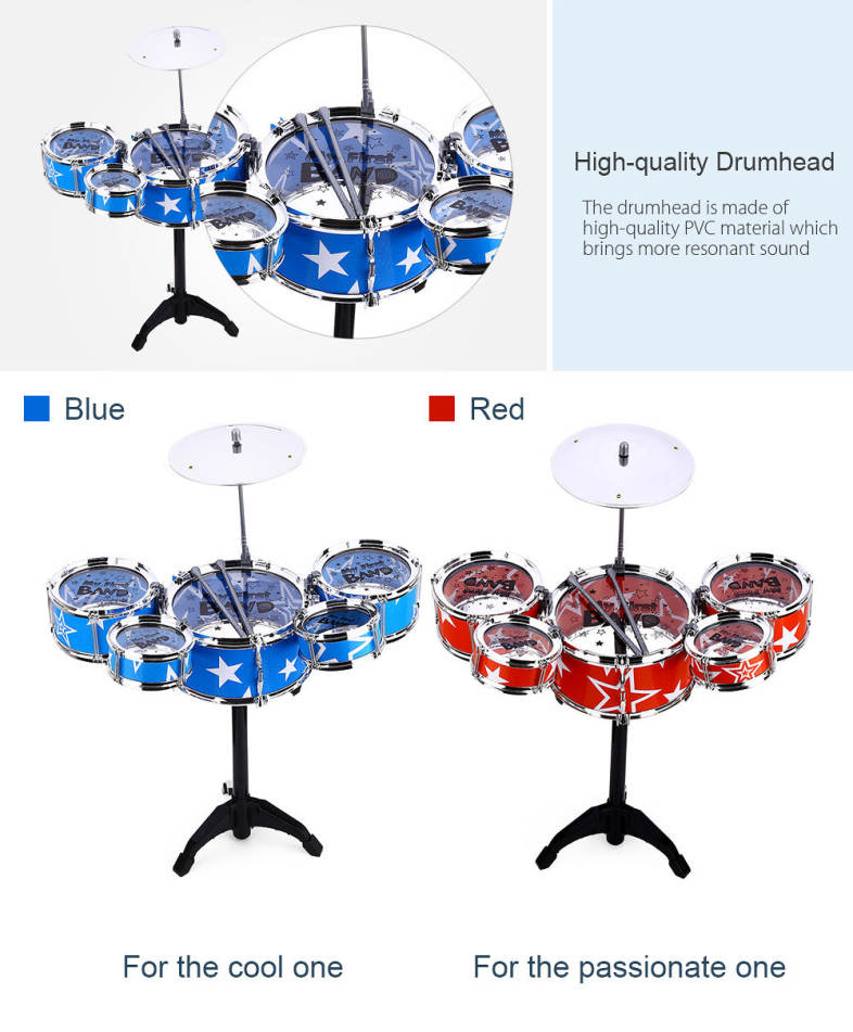 Wanyi Child Deluxe Jazz Drums Kit Musical Instrument Toy Xmas Birthday Present