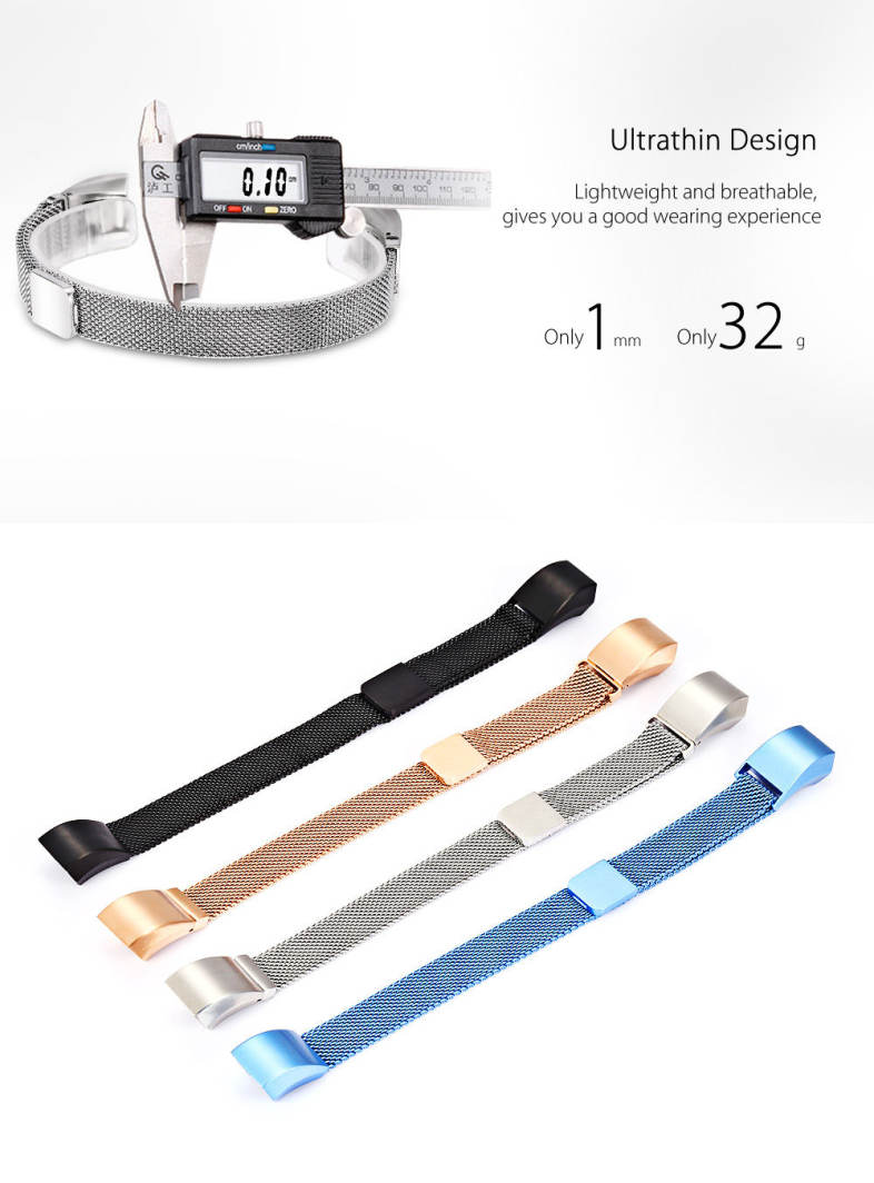 10mm Stainless Steel Net Magnetic Adsorption Alternative Bracelet Band for Fitbit Alta Smartband