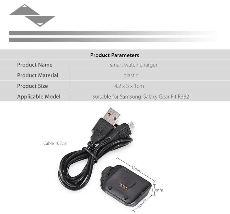Smart Watch Charger for Samsung Galaxy Gear Fit R382 with Micro-USB Cable