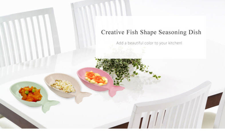 Creative Fish Shape Seasoning Dish Soy Vinegar Wheat Straw Plate Kitchen Tableware