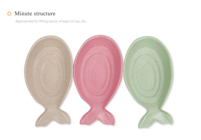 Creative Fish Shape Seasoning Dish Soy Vinegar Wheat Straw Plate Kitchen Tableware