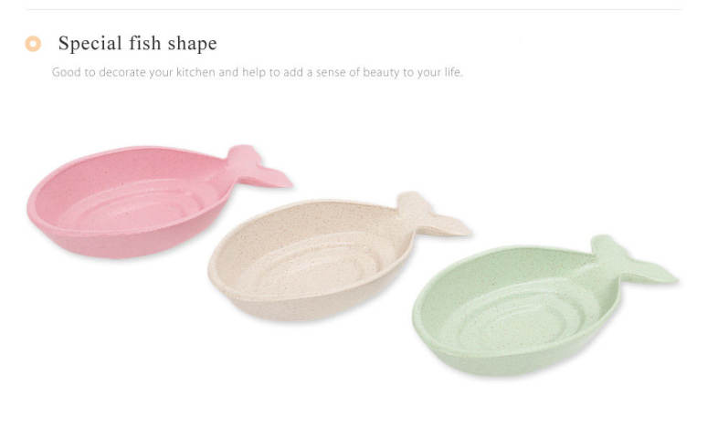 Creative Fish Shape Seasoning Dish Soy Vinegar Wheat Straw Plate Kitchen Tableware