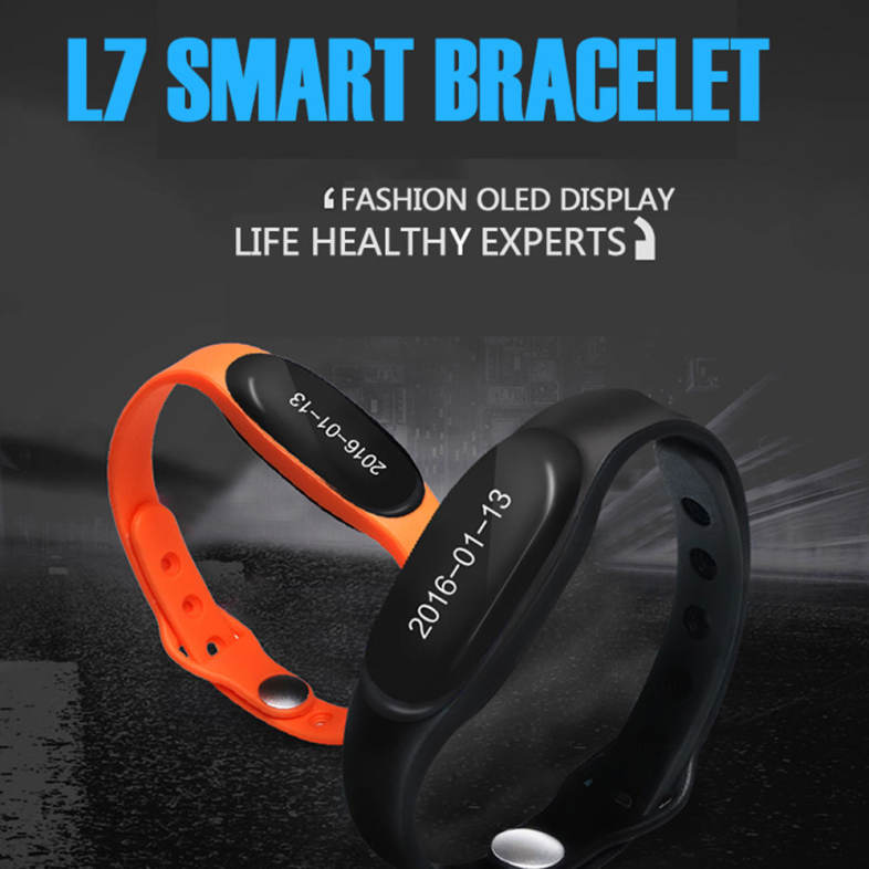L7 Bluetooth 4.0 Smart Wristband Sleep Monitor Notifications Reminder Anti-lost Bracelet