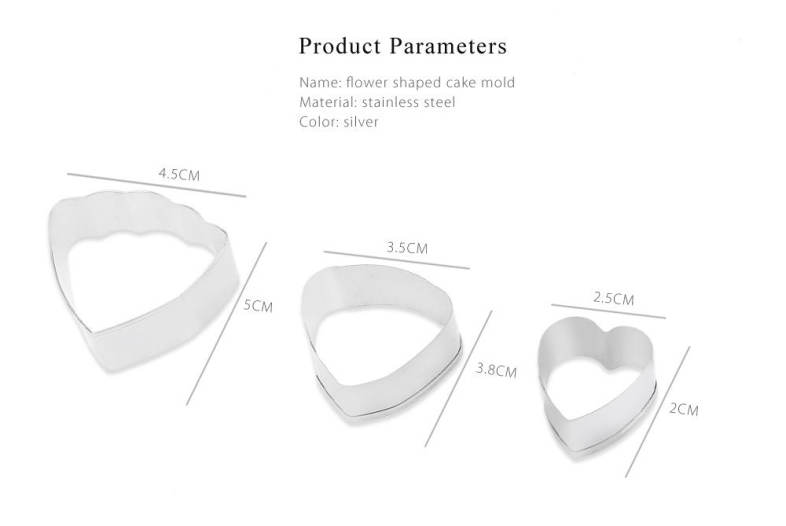 3pcs Ranunculus Flower Stainless Steel Fondant Cake Cutter Baking Mold