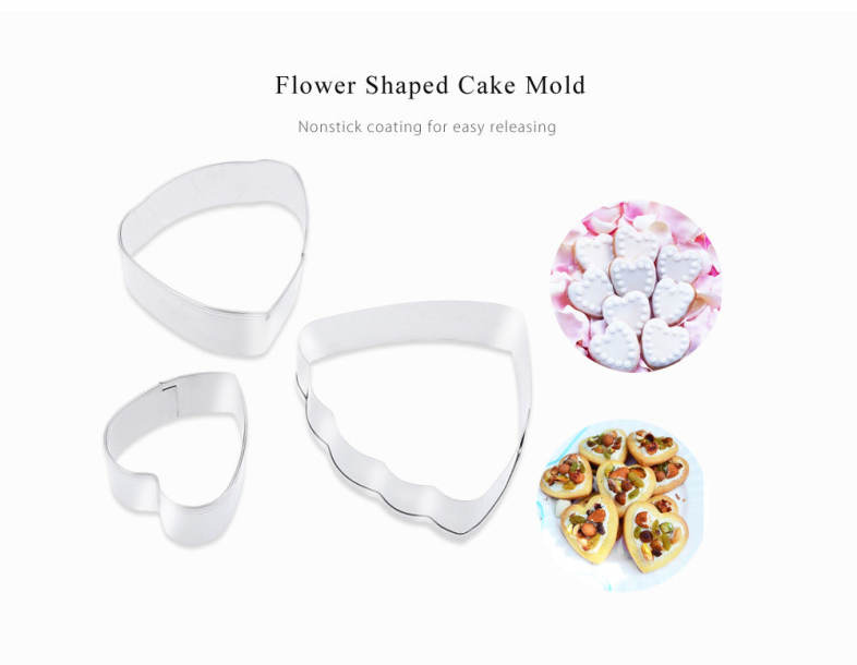 3pcs Ranunculus Flower Stainless Steel Fondant Cake Cutter Baking Mold