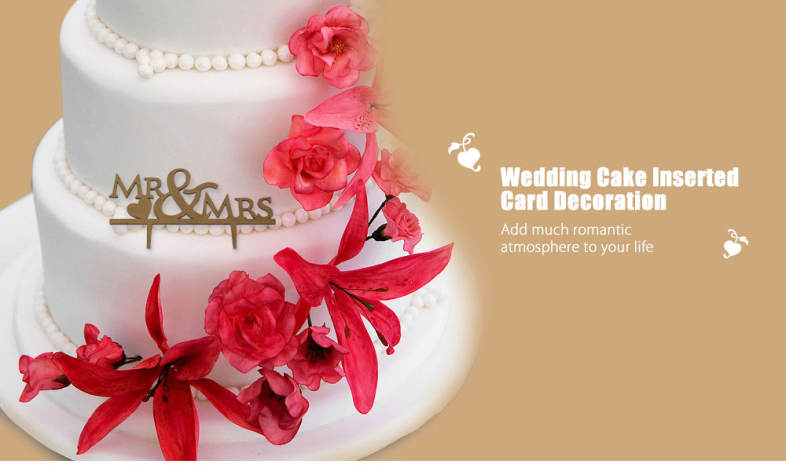 Mr Mrs English Letter Wedding Cake Inserted Card Decoration
