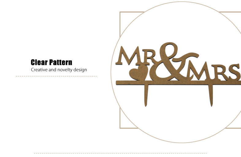Mr Mrs English Letter Wedding Cake Inserted Card Decoration