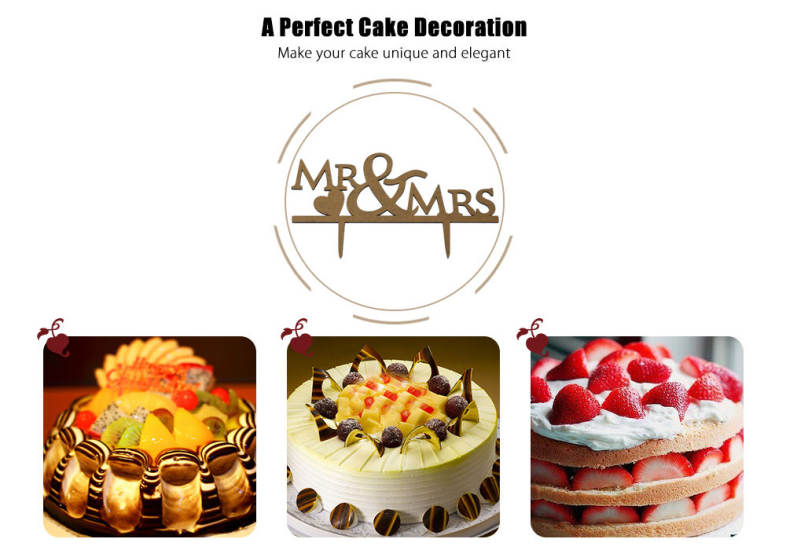 Mr Mrs English Letter Wedding Cake Inserted Card Decoration