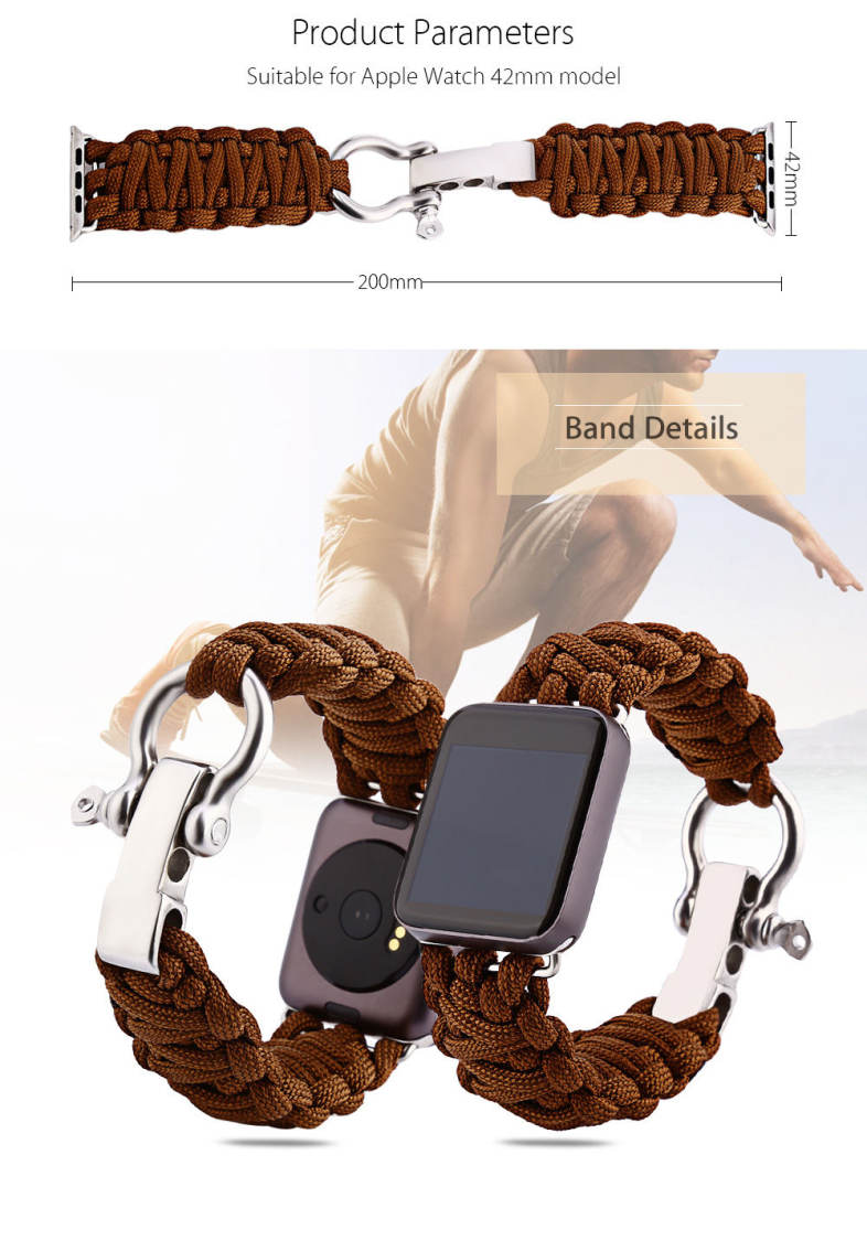 Woven Nylon Sport Strap Replacement Band for iWatch Series 1 / 2 42mm Model