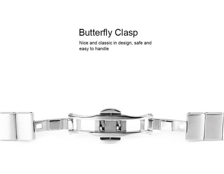 12mm Stainless Steel Butterfly Clasp Alternative Bracelet Band for Fitbit Alta Smartband